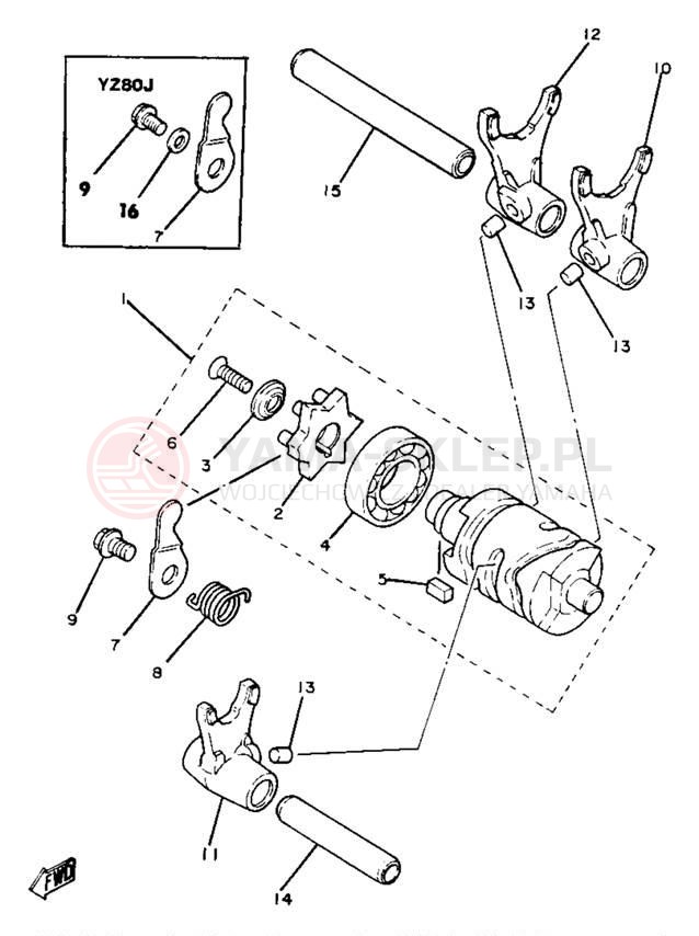 Schemat "Wodziki, automat" do Yamaha YZ80H