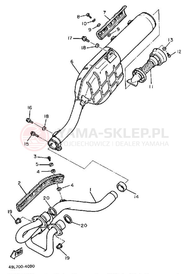 Schemat "Wydech końcowy" do Yamaha XT600W/XT600WC