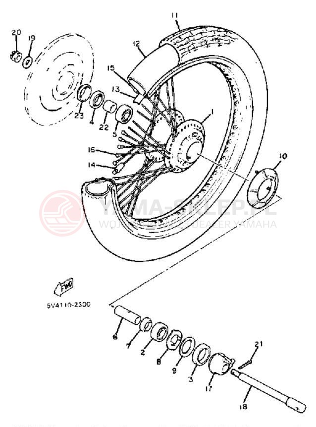 Schemat "Koło przód" do Yamaha XS650SJ