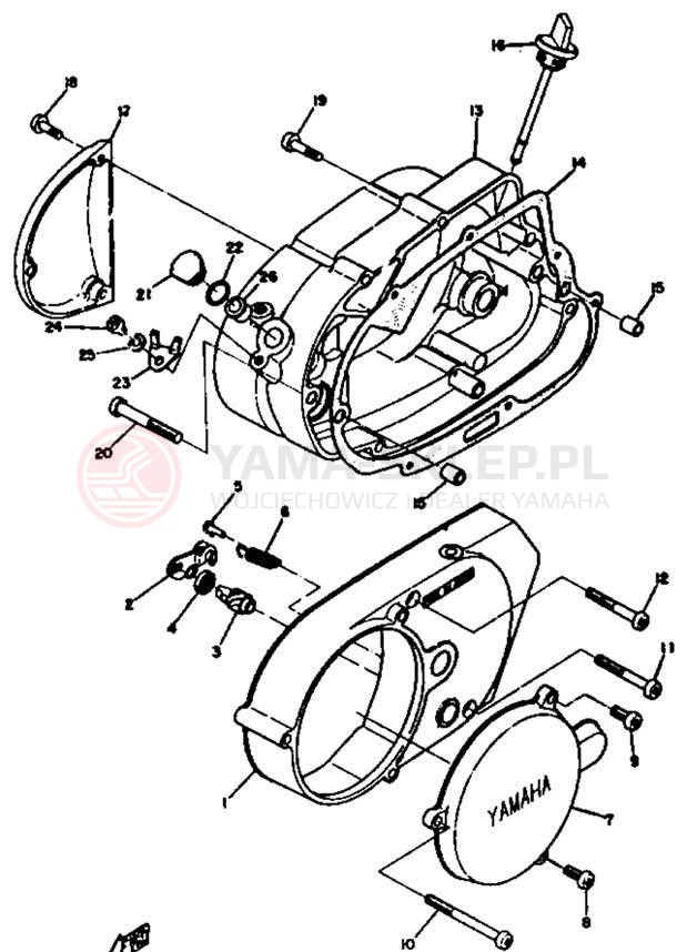 Schemat "Pokrywa silnika" do Yamaha HT1