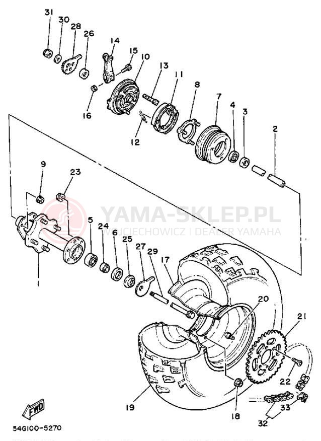 Schemat "Koło tył" do Yamaha BW200N