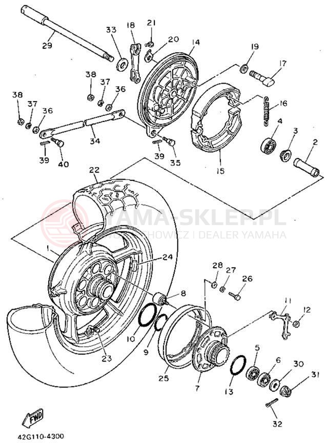 Schemat "Koło tył" do Yamaha VIRAGO 750 XV750DC/XV750D
