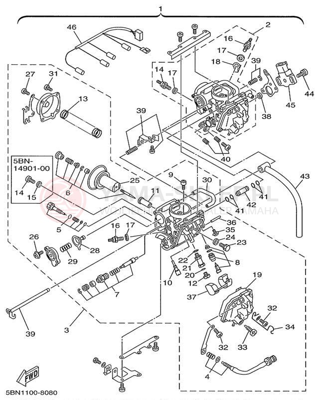 Schemat "Gaźnik" do Yamaha V-STAR CUSTOM XVS650KC/XVS650K