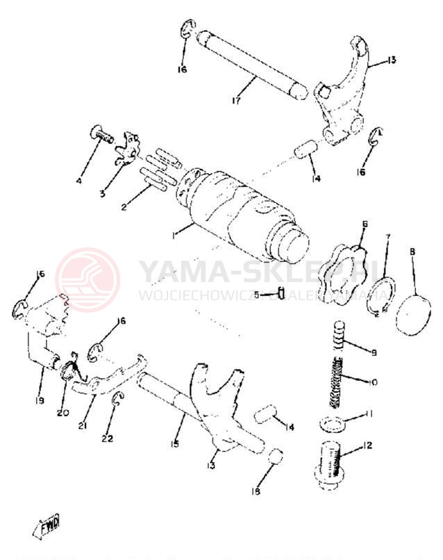Schemat "Dźwignia zmiany biegów, wałek" do Yamaha SC500A