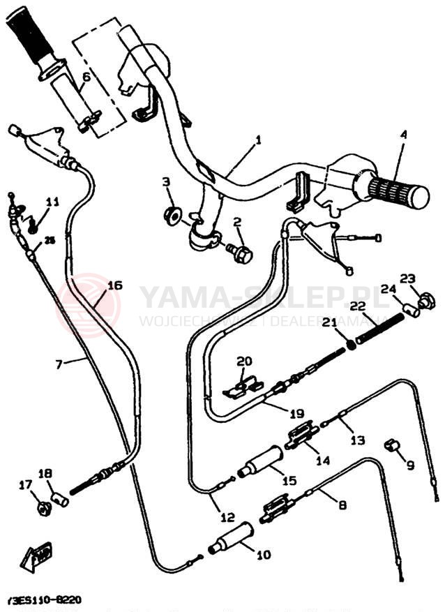 Schemat "Kierownica i osprzęt" do Yamaha ZUMA II CW50K