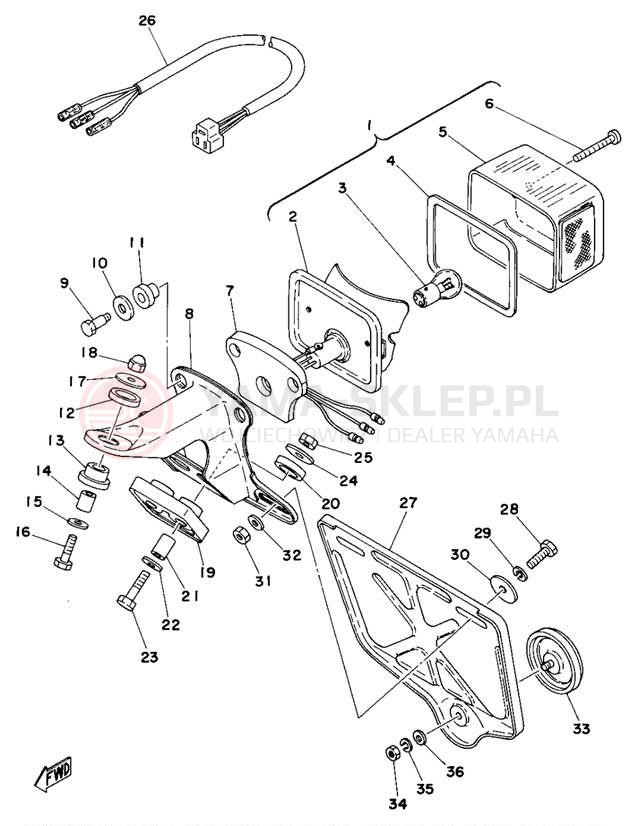 Schemat "Oświetlenie tył" do Yamaha DT400D/DT250D
