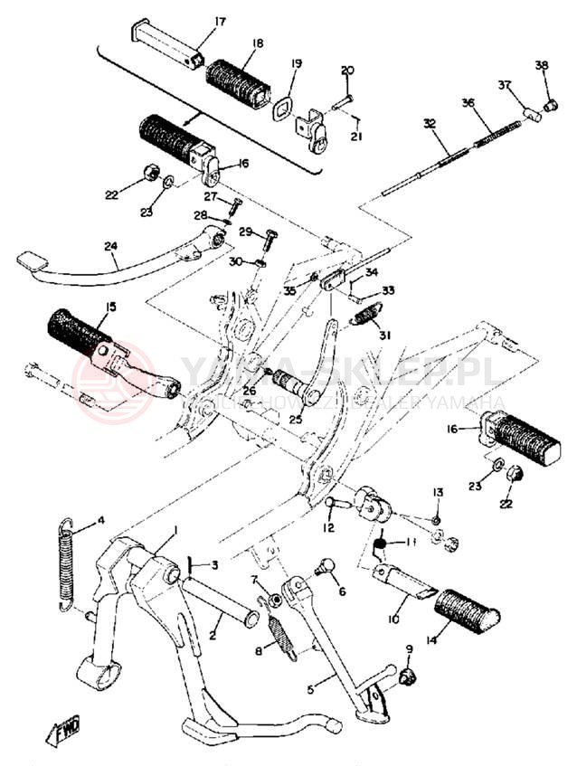 Schemat "Stopka postoj., dźw. Hamulca tył" do Yamaha TX750A