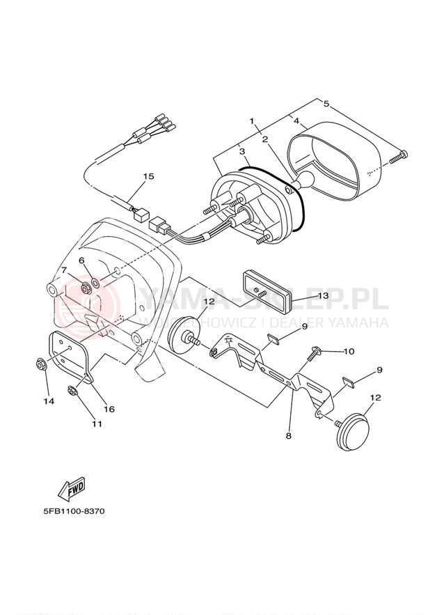 Schemat "lampa tył" do Yamaha V-STAR CUSTOM XVS650RC/XVS650R