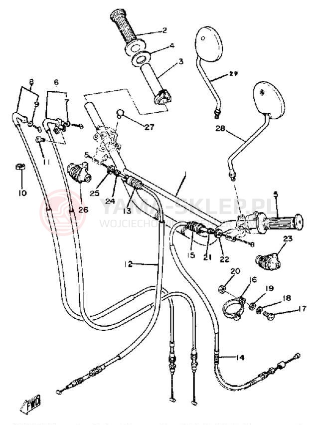 Schemat "Kierownica i osprzęt" do Yamaha XT250H