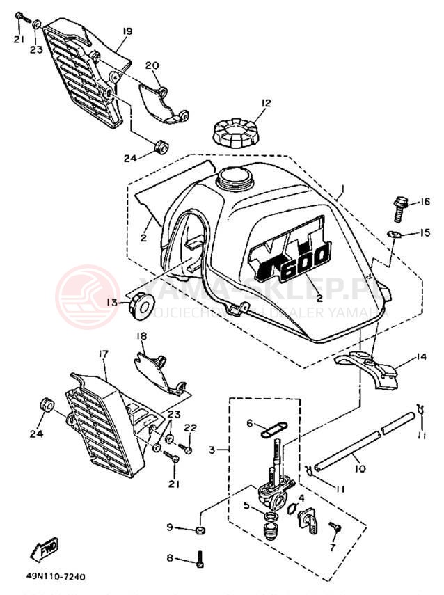 Schemat "zbiornik paliwa" do Yamaha XT600TC/XT600T