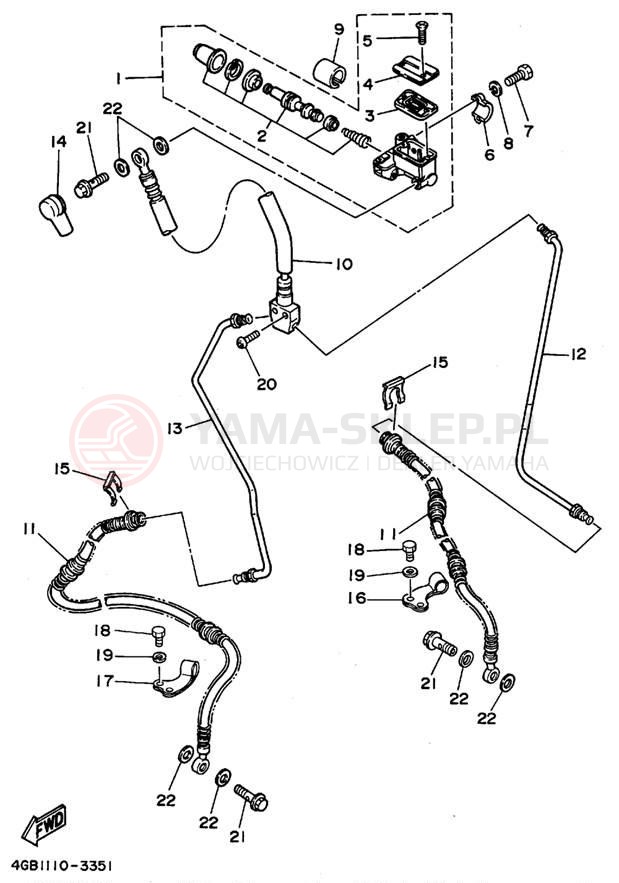 Schemat "Pompa hamulcowa przednia" do Yamaha KODIAK 4WD YFM400FWF_