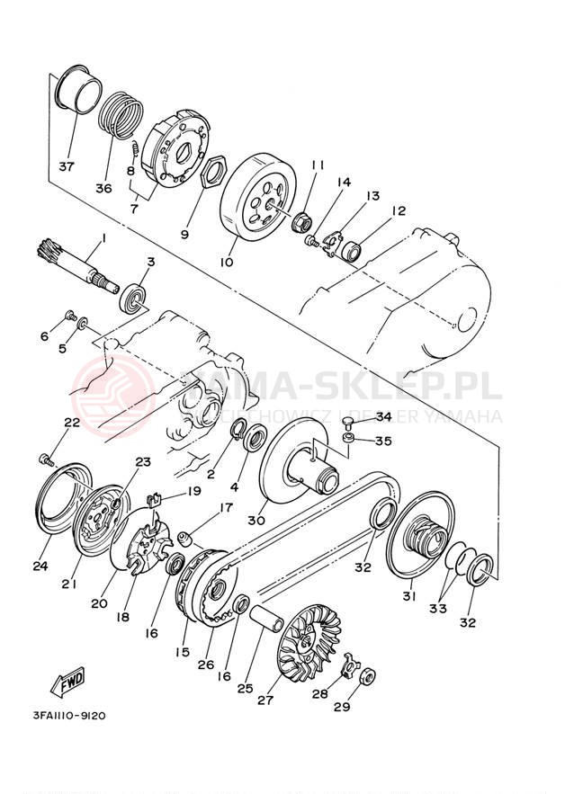 Schemat "sprzęgło" do Yamaha BREEZE YFA1S/YFA1SC