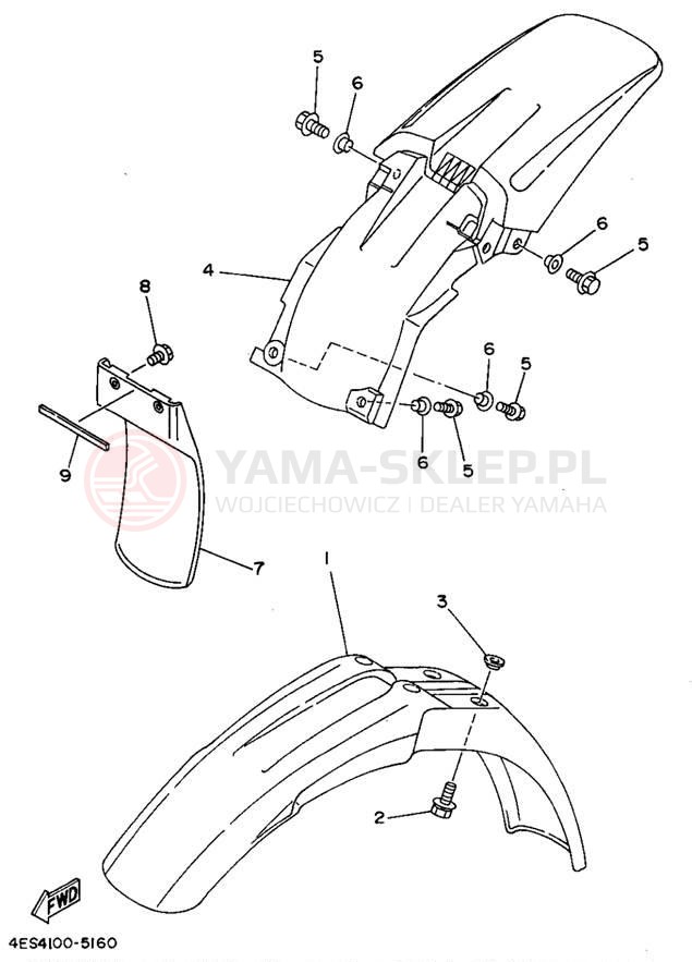 Schemat "błotnik" do Yamaha YZ80G1