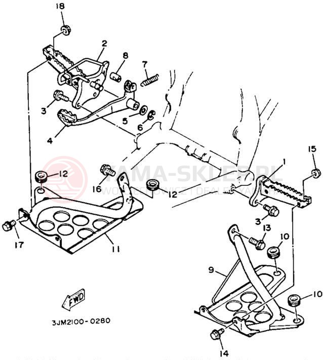 Schemat "Stopka postojowa i podnóżki" do Yamaha BLASTER YFS200D_MN