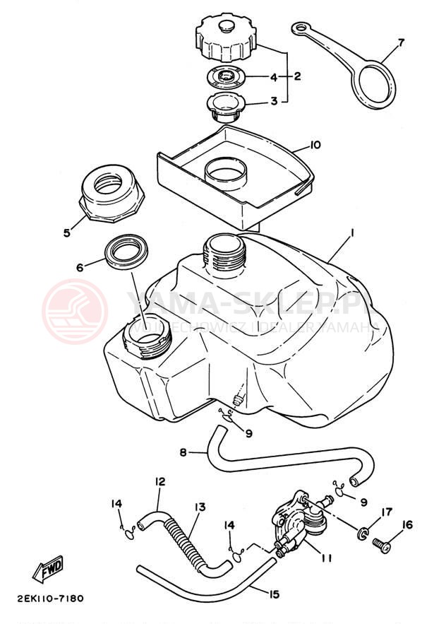Schemat "zbiornik paliwa" do Yamaha RAZZ SH50L
