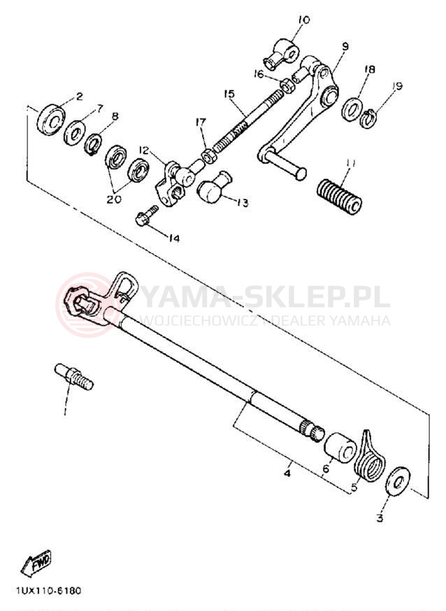 Schemat "Dźwignia zmiany biegów, wałek" do Yamaha FJ1200A/FJ1200AC