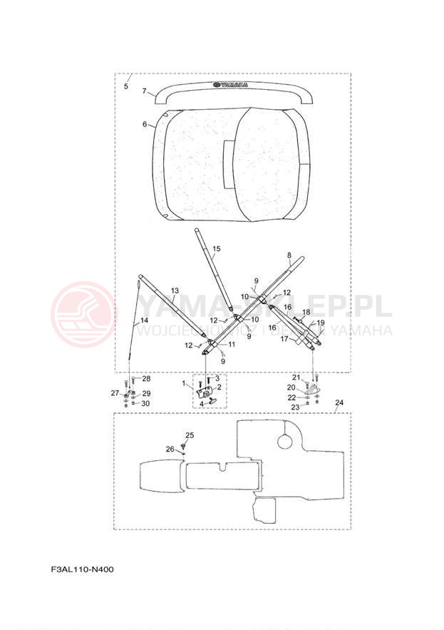 Schemat "Bimini top" do Yamaha SX190 RX1800CN/RX1800DN