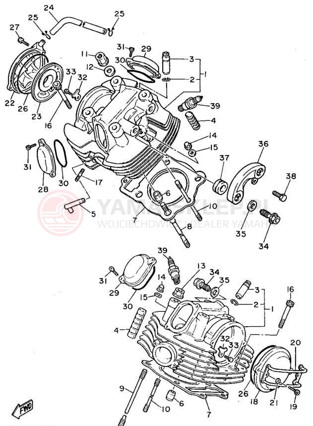 Schemat "głowica" do Yamaha VIRAGO 750 XV750F/XV750FC