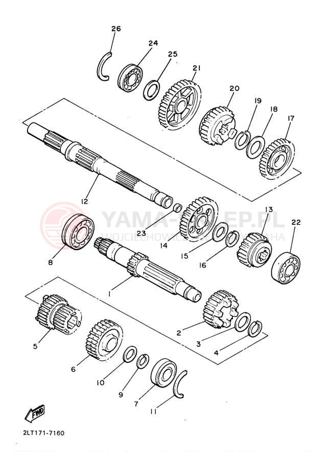 Schemat "Skrzynia biegów " do Yamaha V-MAX 1200 VMX12JC/VMX12J