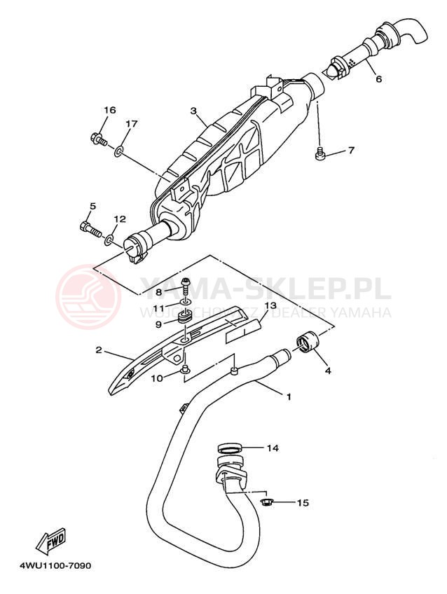 Schemat "Wydech końcowy" do Yamaha BIG BEAR 4WD YFM350FWBJ
