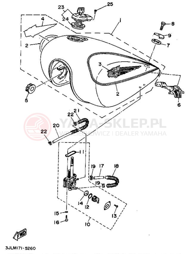 Schemat "zbiornik paliwa" do Yamaha VIRAGO 750 XV750GC/XV750G