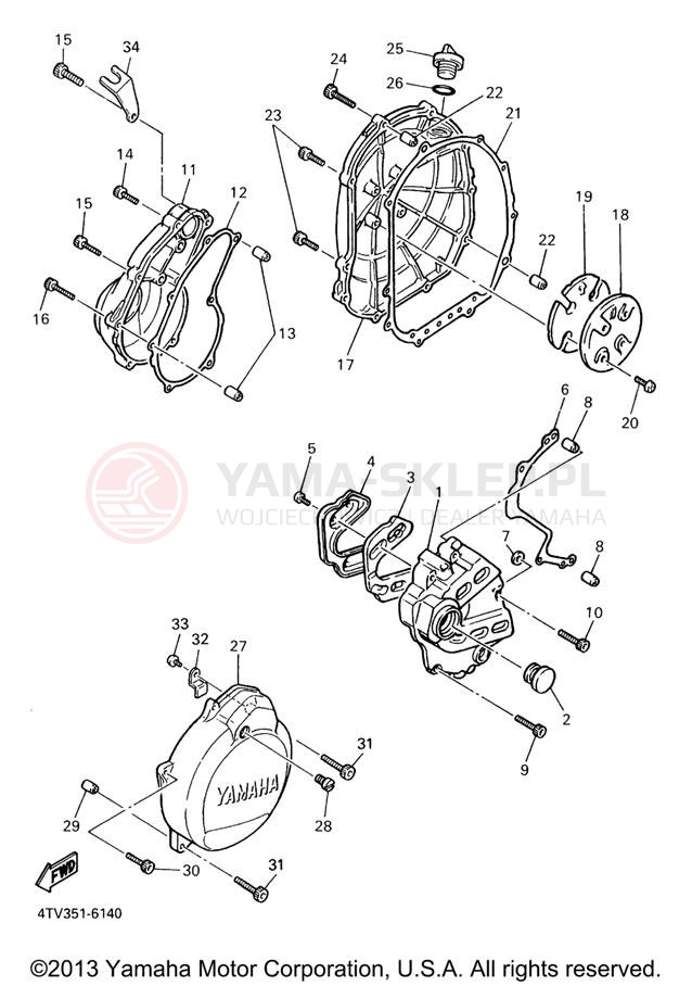 Schemat "Pokrywa silnika" do Yamaha YZF600R YZF600RVC/YZF600RV