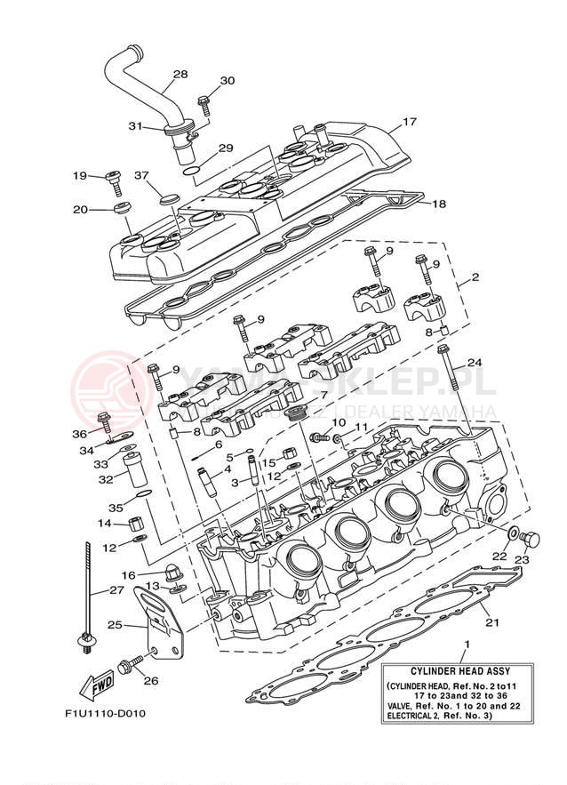 Schemat "głowica" do Yamaha AR230 HO SRT1100BE