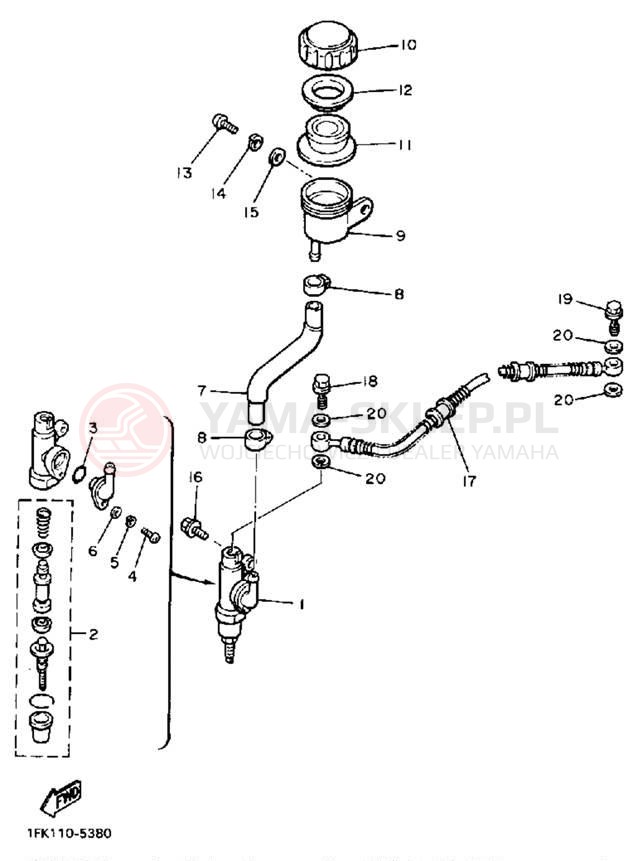 Schemat "Pompa hamulcowa tył" do Yamaha V-MAX 1200 VMX12W/VMX12WC