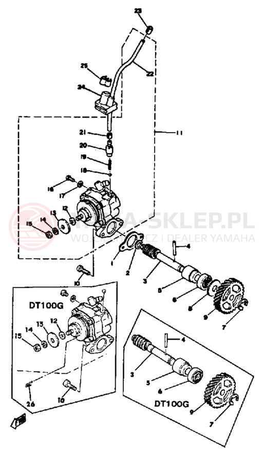 Schemat "Pompa olejowa" do Yamaha DT100G