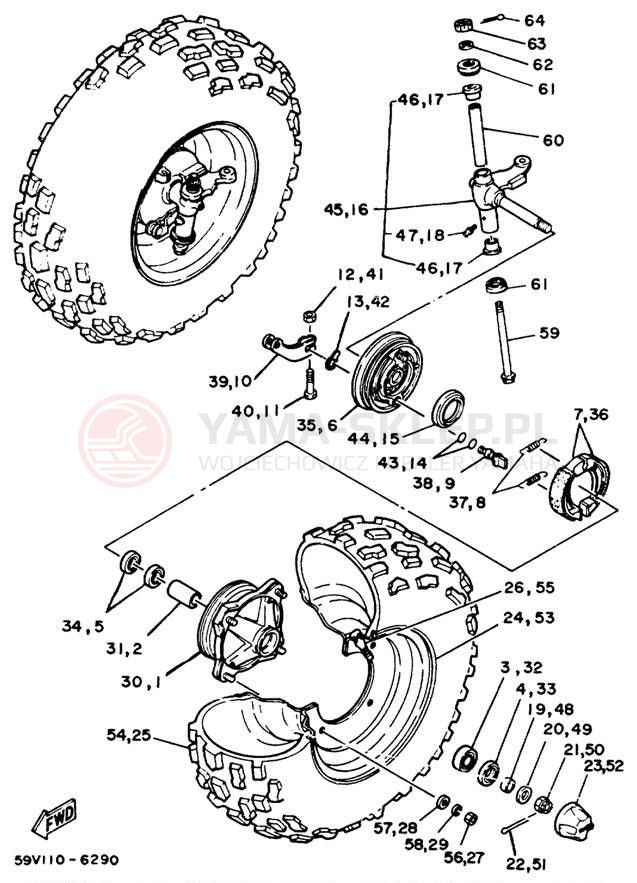 Schemat "Koło przód" do Yamaha MOTO-4 YFM225S