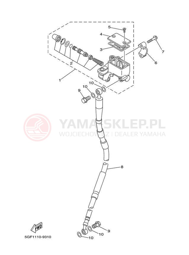 Schemat "Pompa hamulcowa przednia" do Yamaha TT-R250 TTR250T/TTR250TC