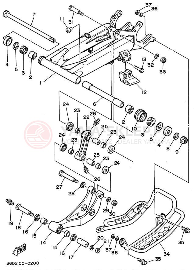 Schemat "wahacz" do Yamaha WARRIOR YFM350XG