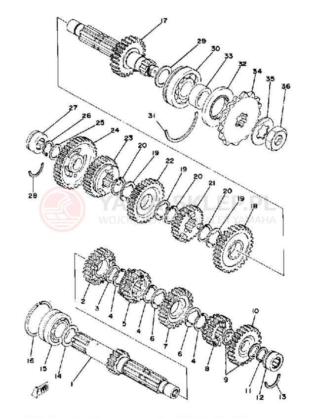 Schemat "Skrzynia biegów " do Yamaha XS400-2E