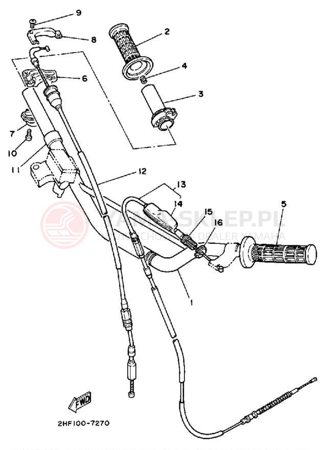 Schemat "Kierownica i osprzęt" do Yamaha YZ80T