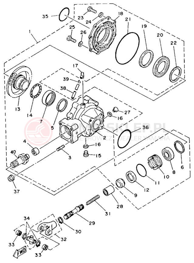 Schemat "Wał napędowy" do Yamaha MOTO-4 YFM225U