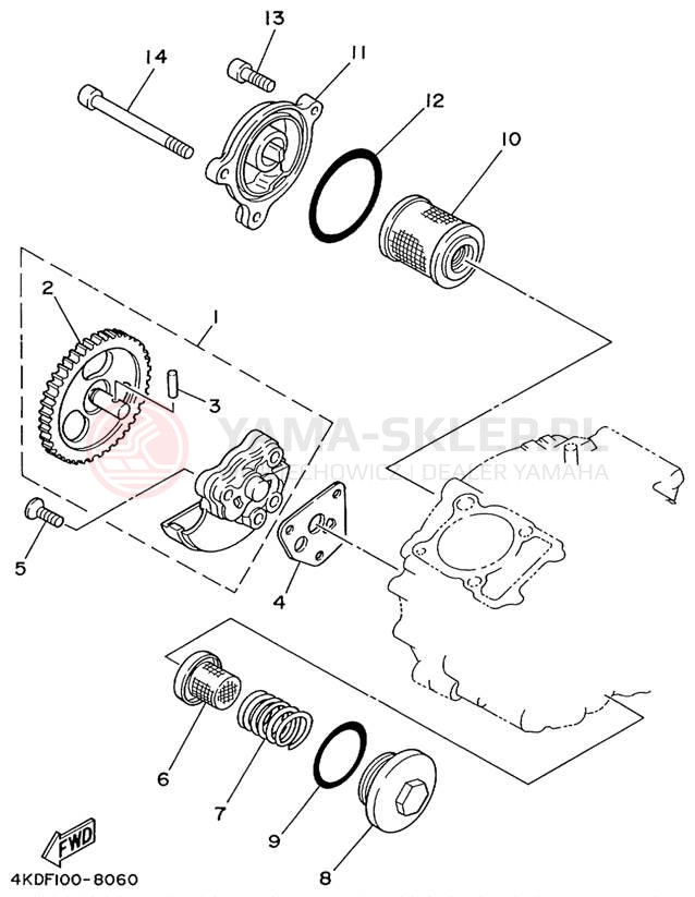 Schemat "Pompa olejowa" do Yamaha TIMBERWOLF 4WD YFB250FWK
