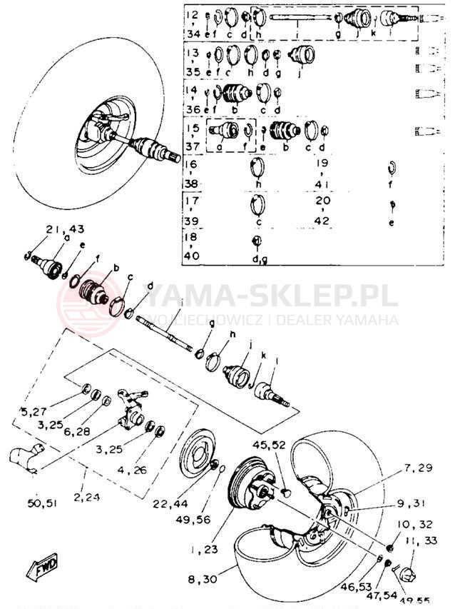 Schemat "Koło przód" do Yamaha KODIAK 4WD YFM400FWE_