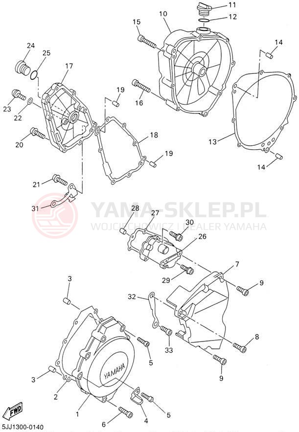 Schemat "Pokrywa silnika" do Yamaha YZFR1 YZFR1N/YZFR1NC