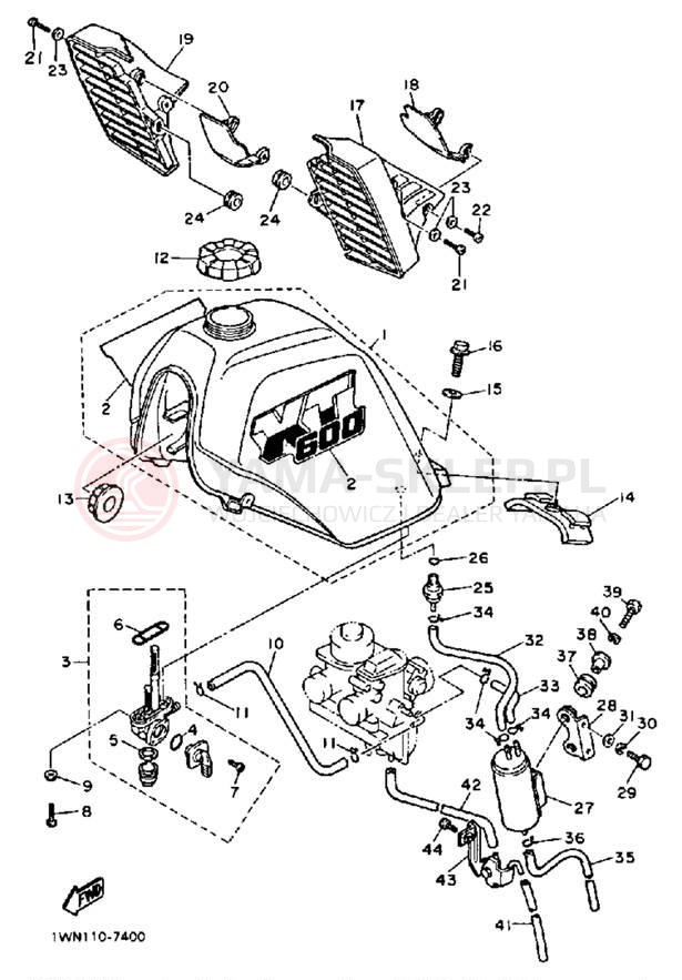 Schemat "zbiornik paliwa" do Yamaha XT600TC/XT600T