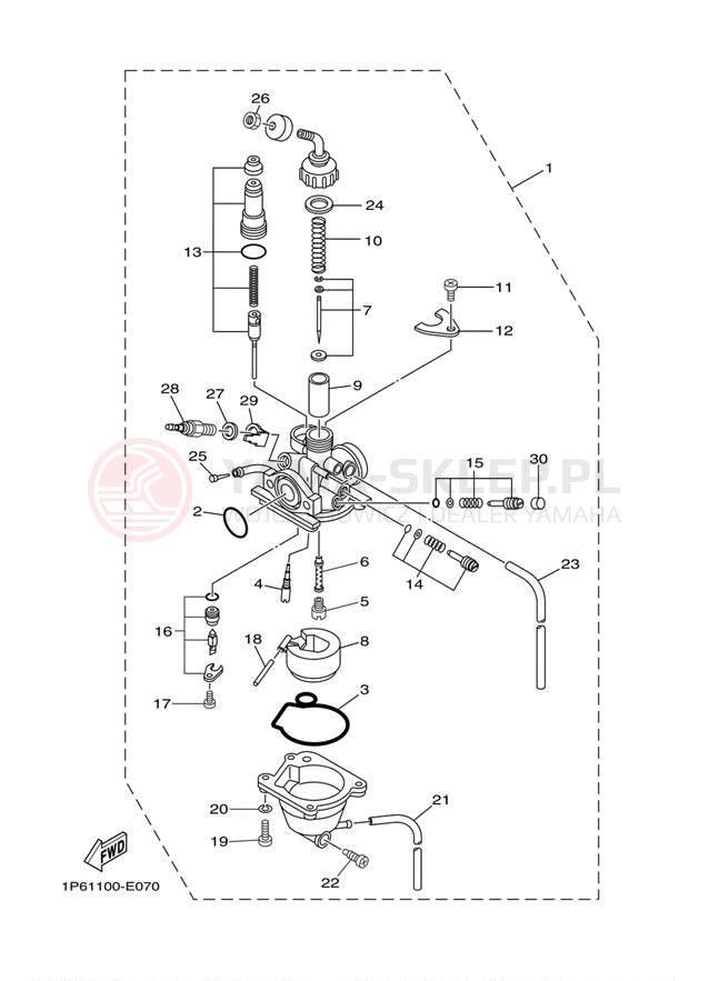Schemat "Gaźnik" do Yamaha TT-R50E TTR50EW