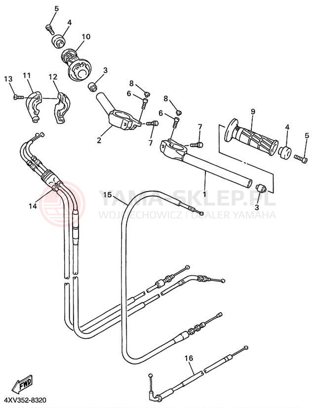 Schemat "Kierownica i osprzęt" do Yamaha YZFR1 YZFR1KC/YZFR1K