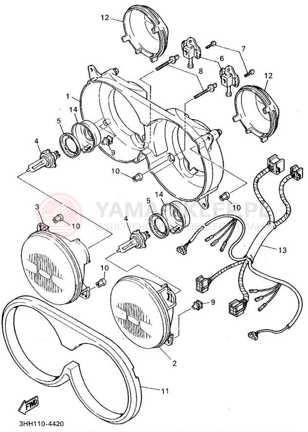 Schemat "Lampa przód" do Yamaha FZR600RG/FZR600RGC