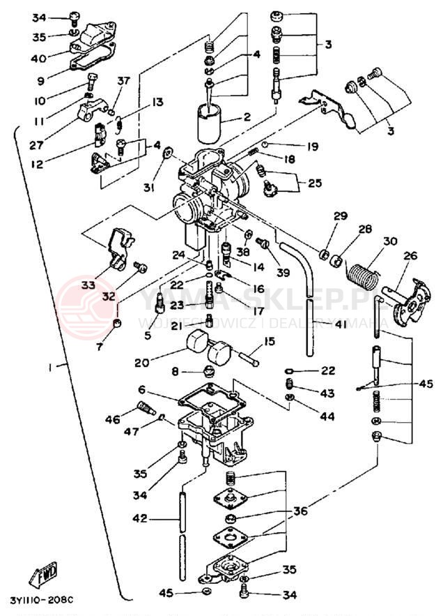 Schemat "Gaźnik" do Yamaha XT250K/XT250KC