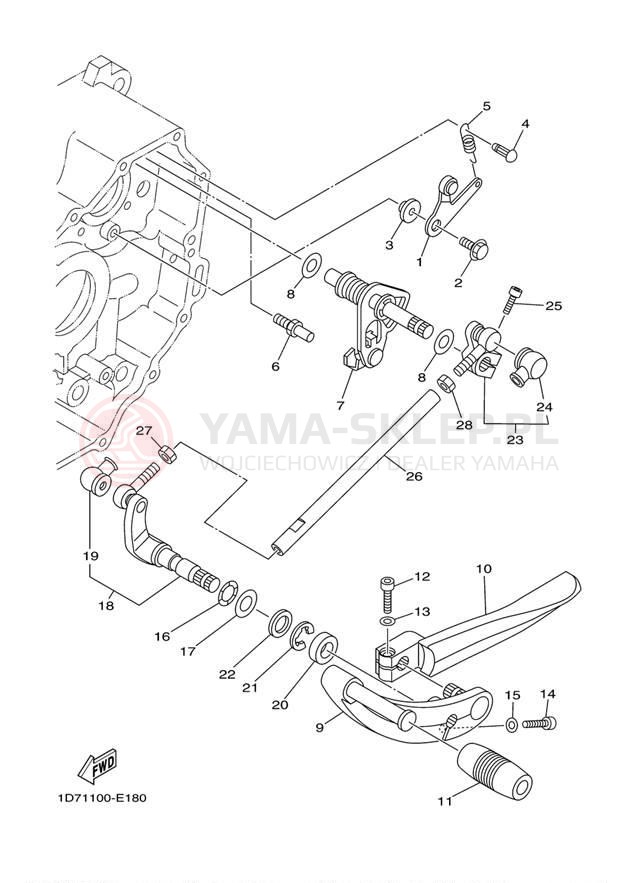 Schemat "Dźwignia zmiany biegów, wałek" do Yamaha STRATOLINER XV19CTYCS/XV19CTYS