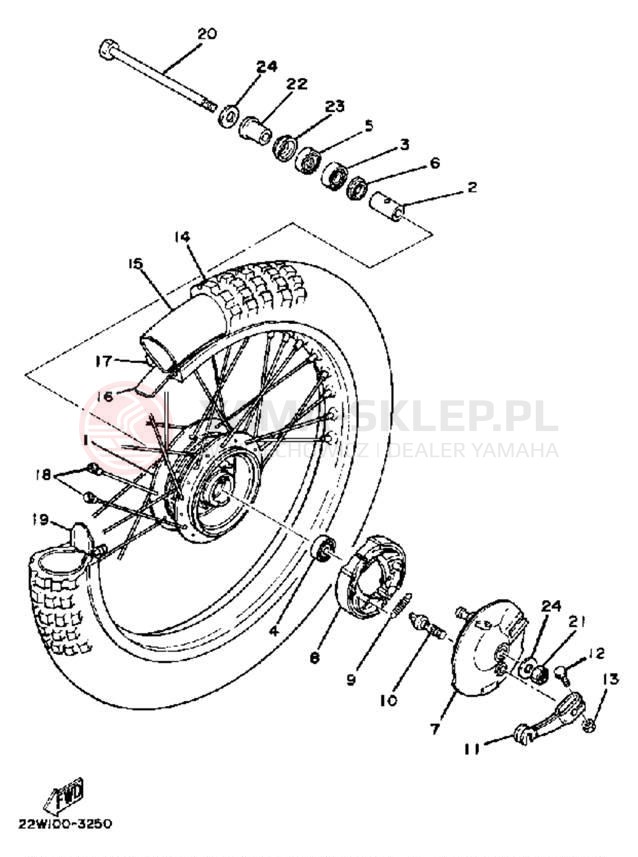 Schemat "Koło przód" do Yamaha YZ80 YZ80K