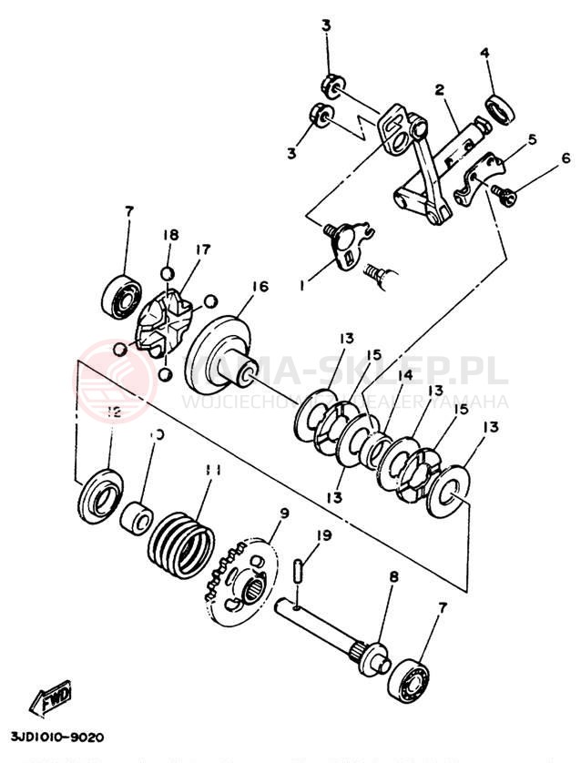 Schemat "Dźwignia zmiany biegów" do Yamaha YZ125W