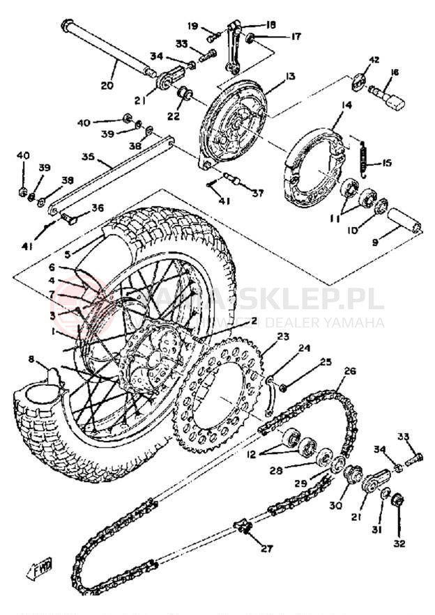 Schemat "Koło tył" do Yamaha MX400B