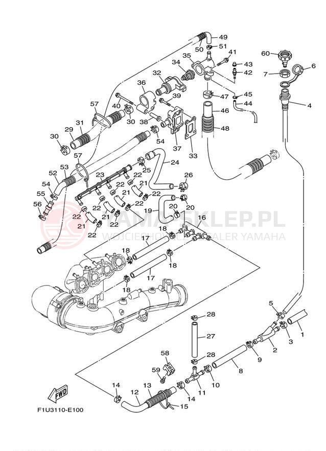 Schemat "Wydech końcowy" do Yamaha 232 LIMITED S SXT1100GH