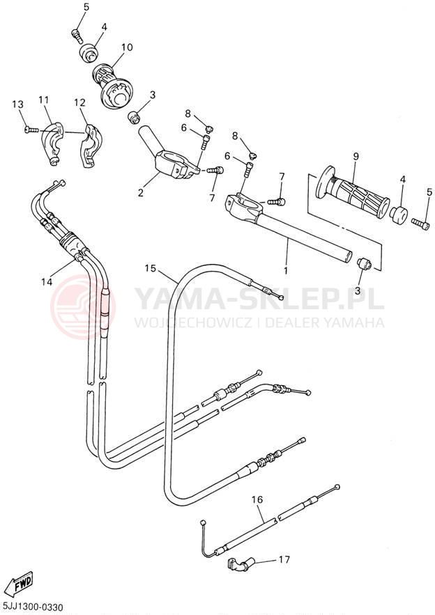 Schemat "Kierownica i osprzęt" do Yamaha YZFR1 YZFR1SN/YZFR1SNC