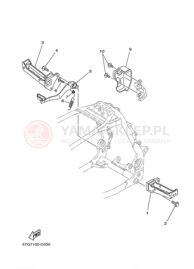 Schemat "Stopka postojowa i podnóżki" do Yamaha YFZ450 YFZ450T
